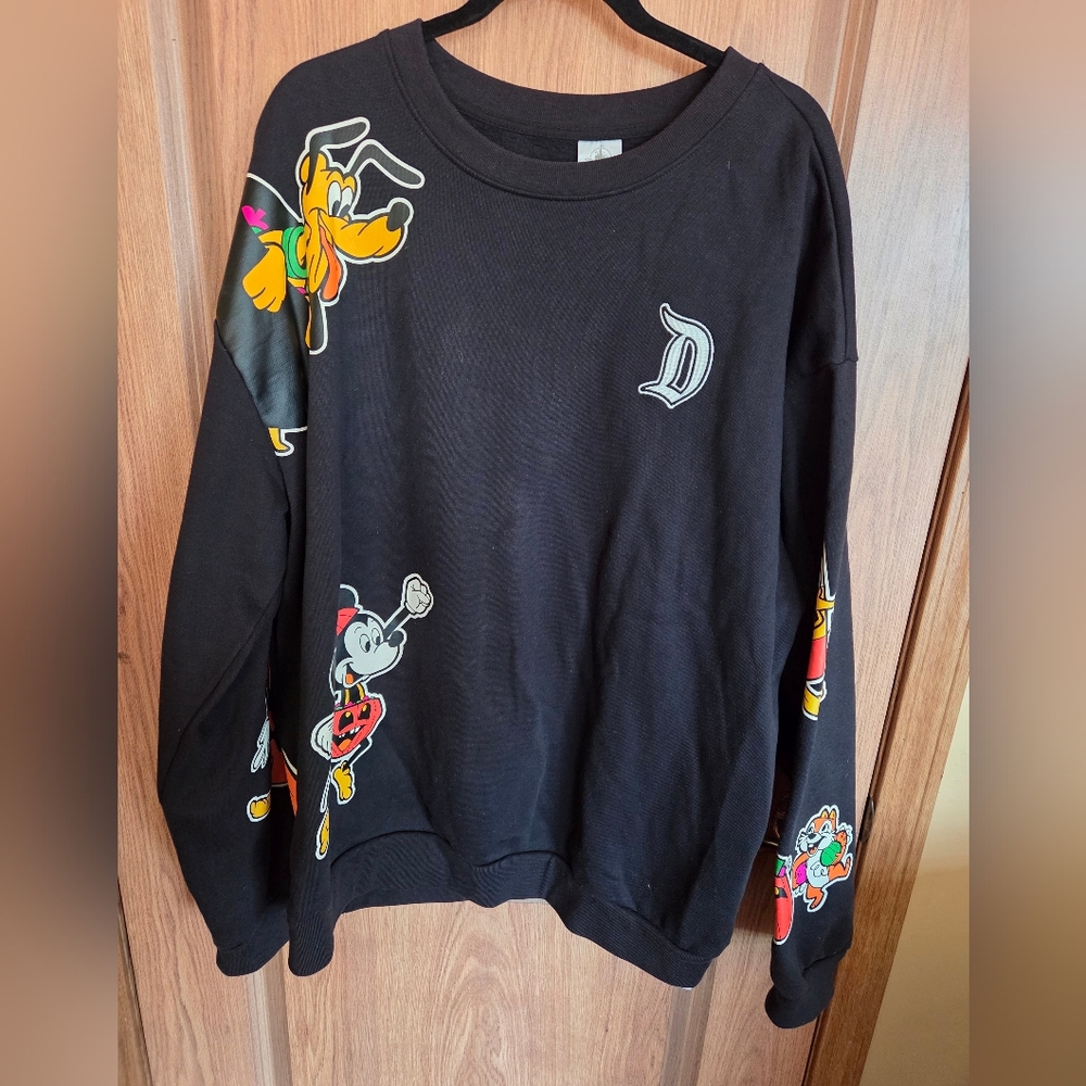 Disney Halloween crew neck pullover sweatshirt with classic Disney characters